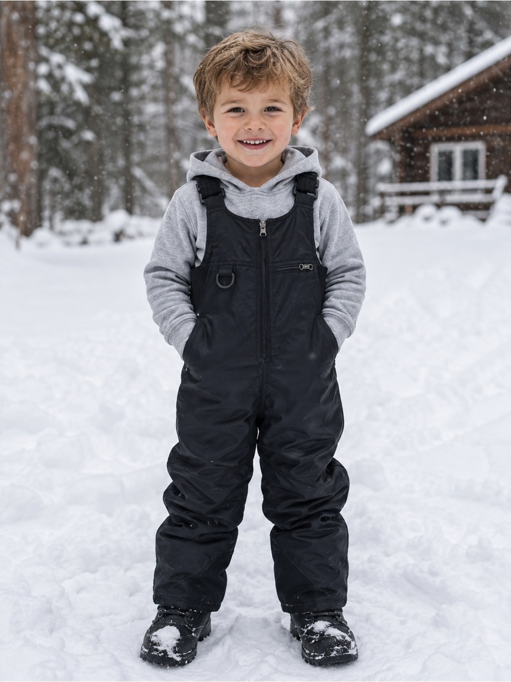 🏔️ULTIMATE TERRAIN Ski Snow Bib Overalls Kids - Unisex Black Outdoors - Size 4